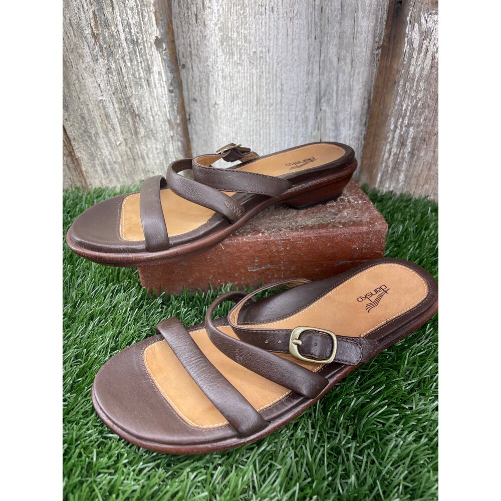 Dansko Strappy Sandals Brown Leather Slides Women's EU 36 5.5-6